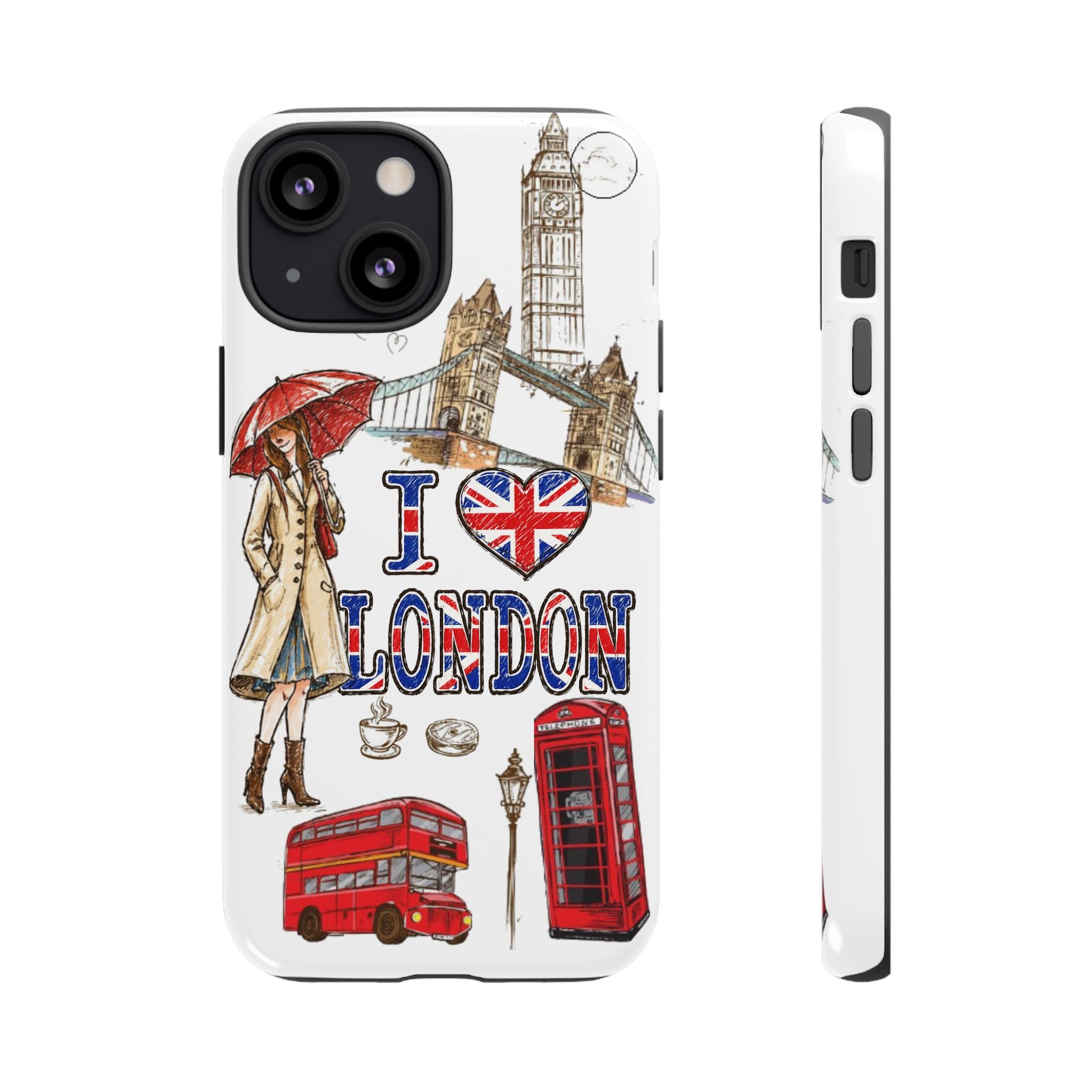 I Love London Illustrated Collage phone case | Tough Case