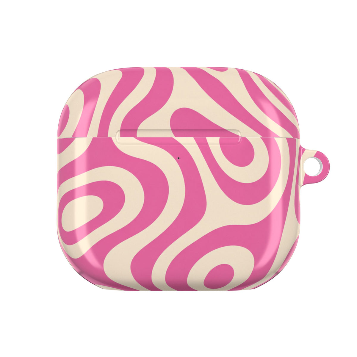 Funda protectora para AirPods con diseño retro en espiral rosa — Estilo funky de los 70