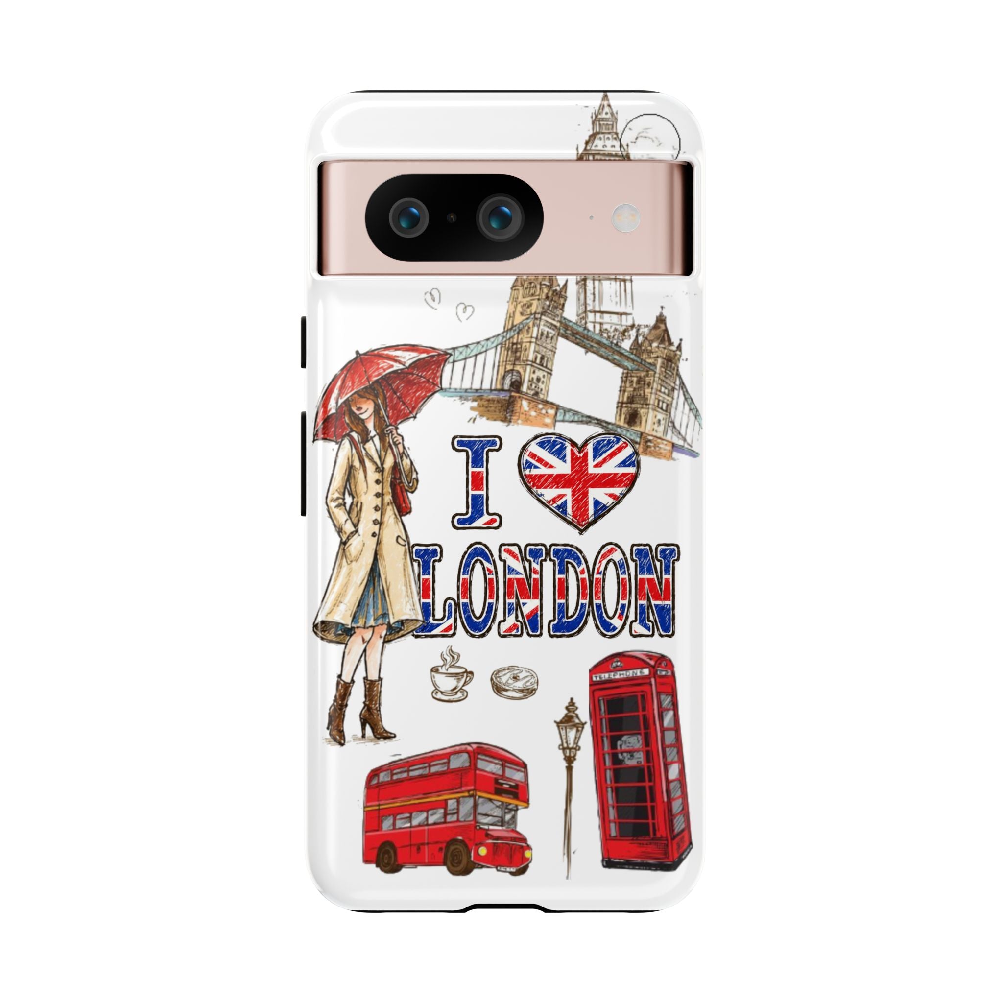 I Love London Illustrated Collage phone case | Tough Case