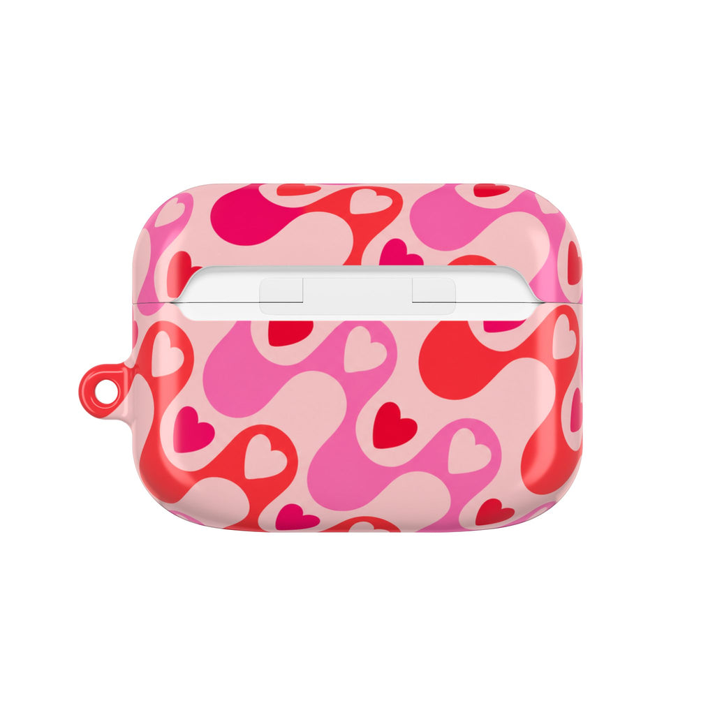 Heart Pattern AirPod Case — Pink Retro Love Protective Cover