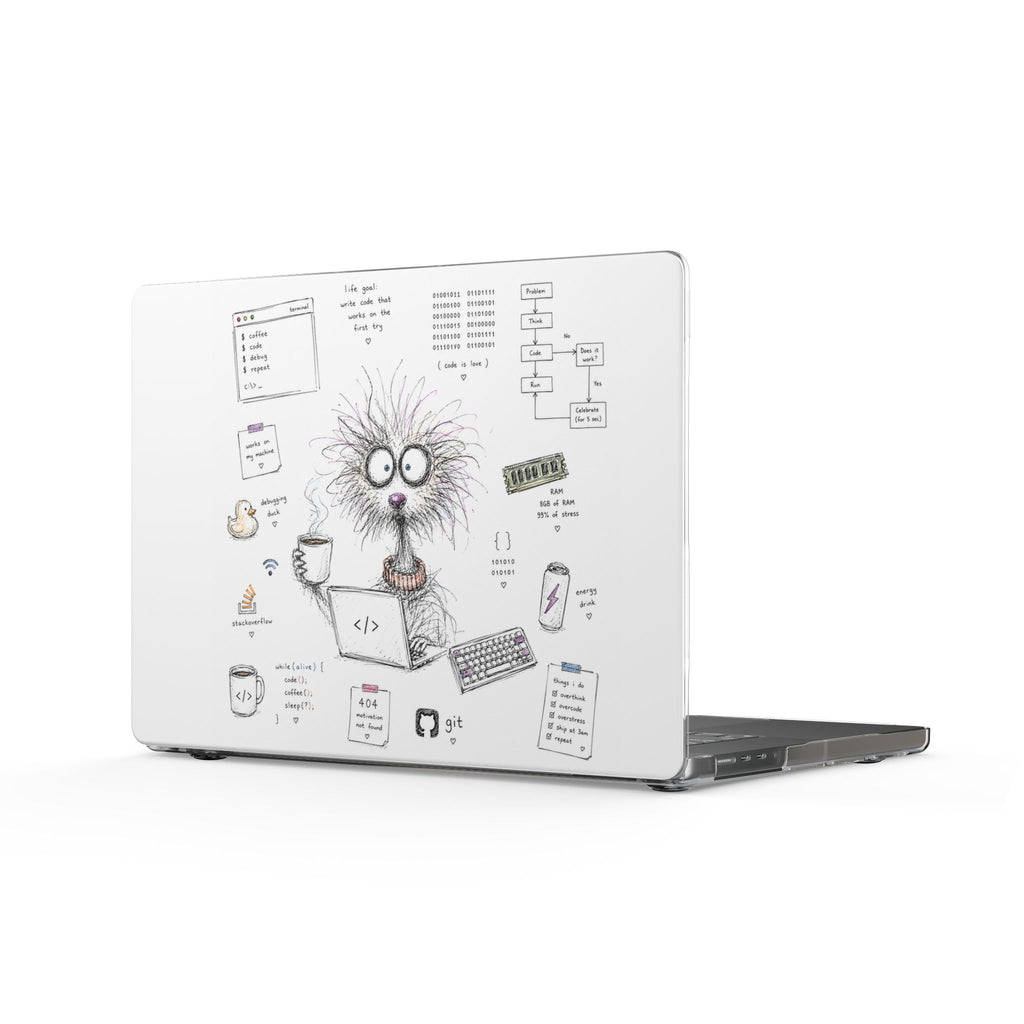 Clear MacBook Case — 'Coder Chaos' Funny Programmer Design
