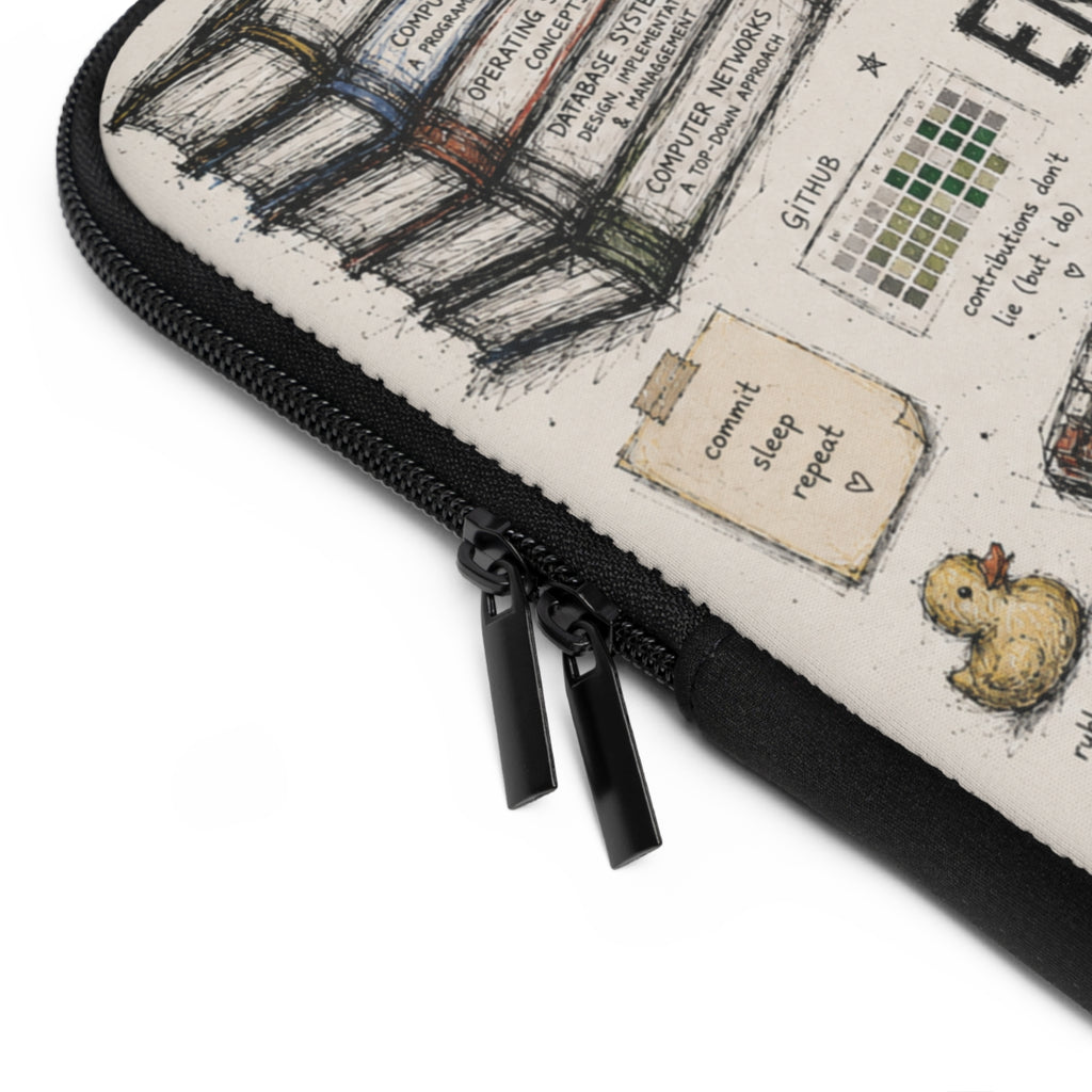 Computer Engineering Laptop Sleeve — Cute Tech Doodle Design