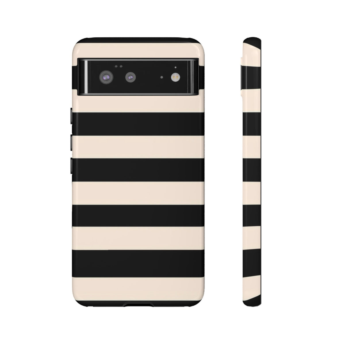 Black & Cream Striped - Tough Phone Case