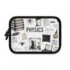 Physics Doodle Laptop Sleeve — Cute Science Notes & Cat Illustration