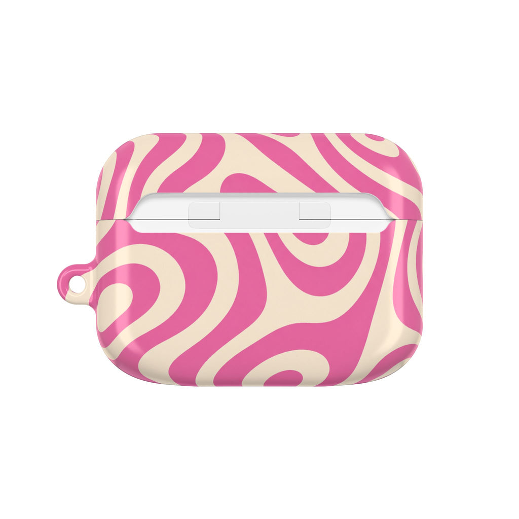 Pink Retro Swirl AirPod Case — Funky 70s Vibe Protective Cover