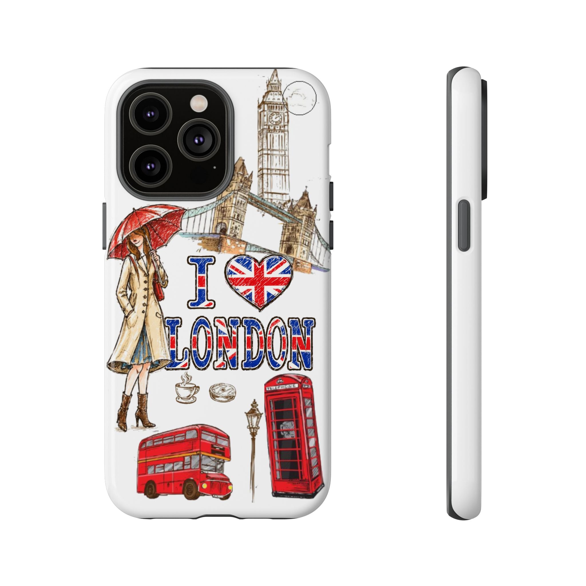 I Love London Illustrated Collage phone case | Tough Case