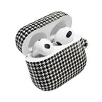 Houndstooth AirPod Case — Black & White Retro Pattern Protective Cover