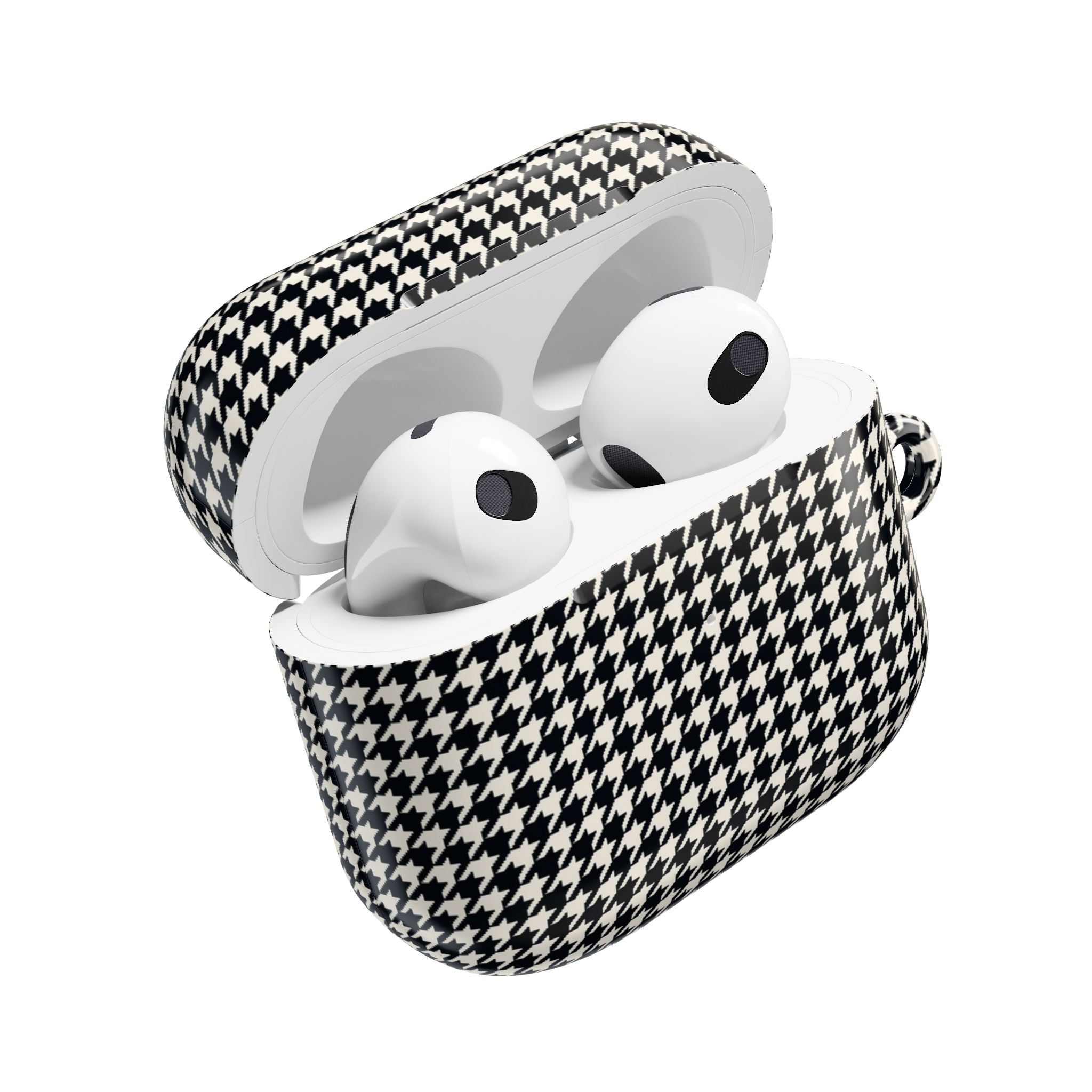 Houndstooth AirPod Case — Black & White Retro Pattern Protective Cover