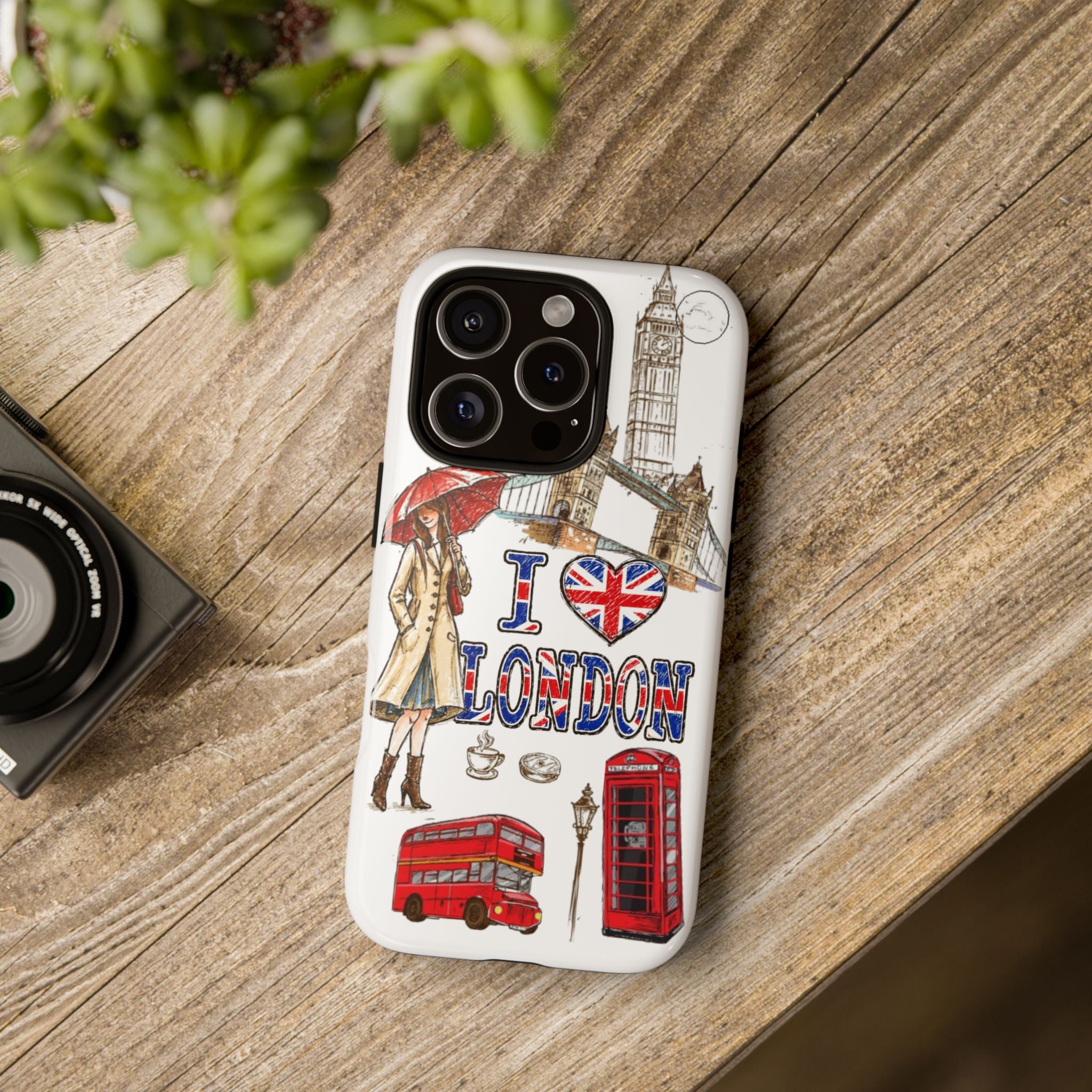 I Love London Illustrated Collage phone case | Tough Case