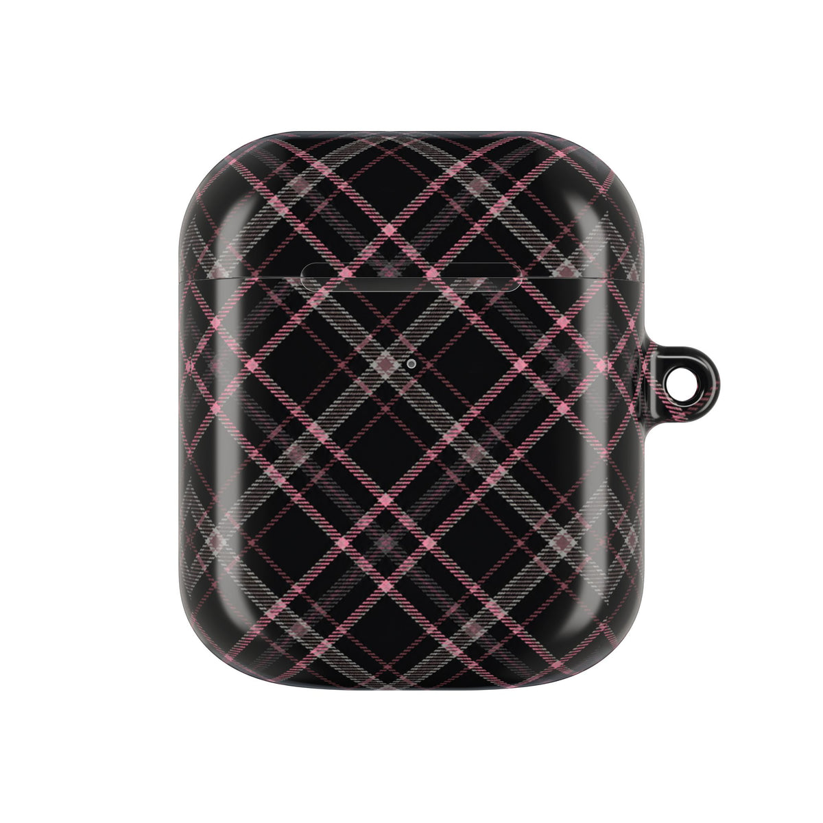 Funda a cuadros rosa y negra para AirPods - Estuche protector de carga elegante