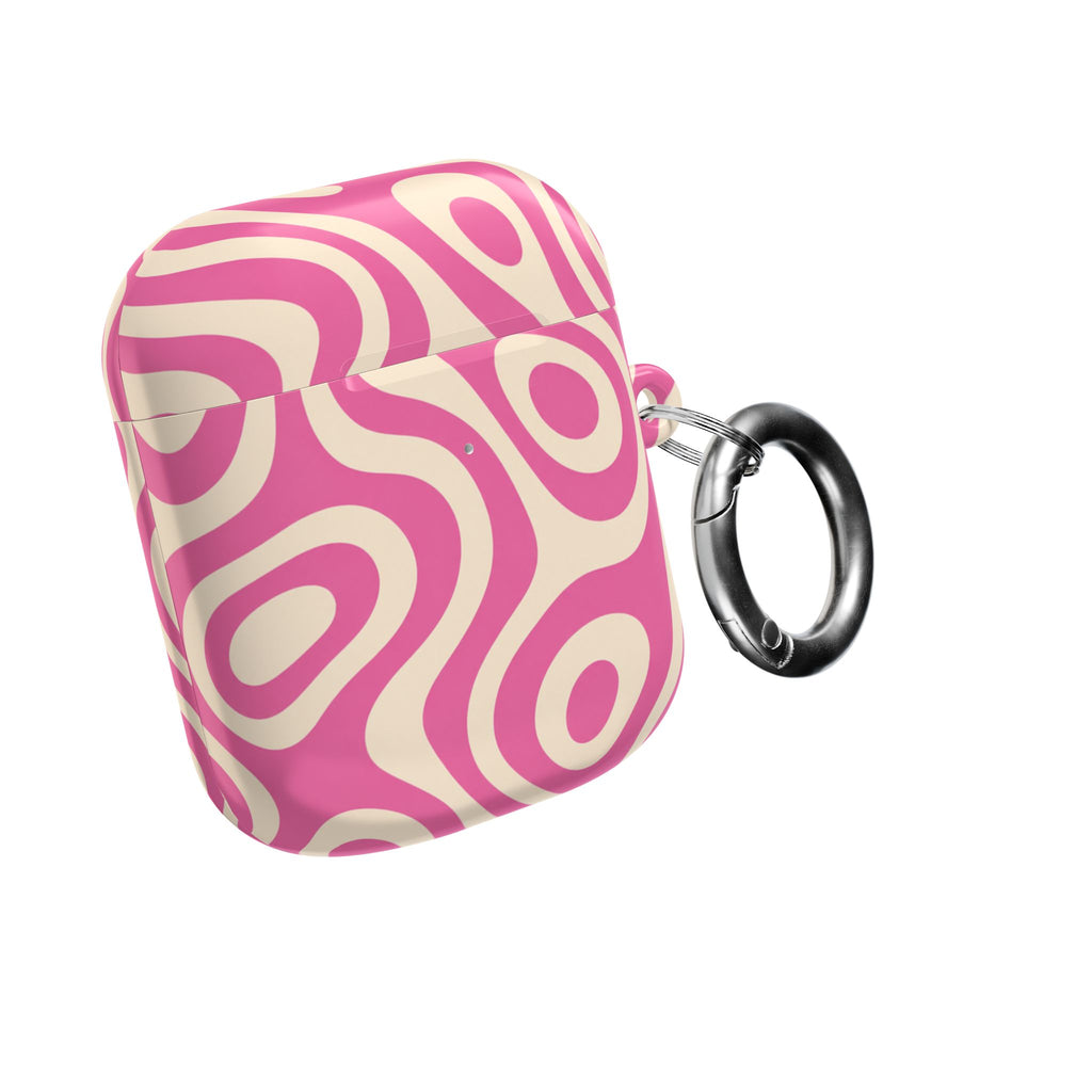 Pink Retro Swirl AirPod Case — Funky 70s Vibe Protective Cover