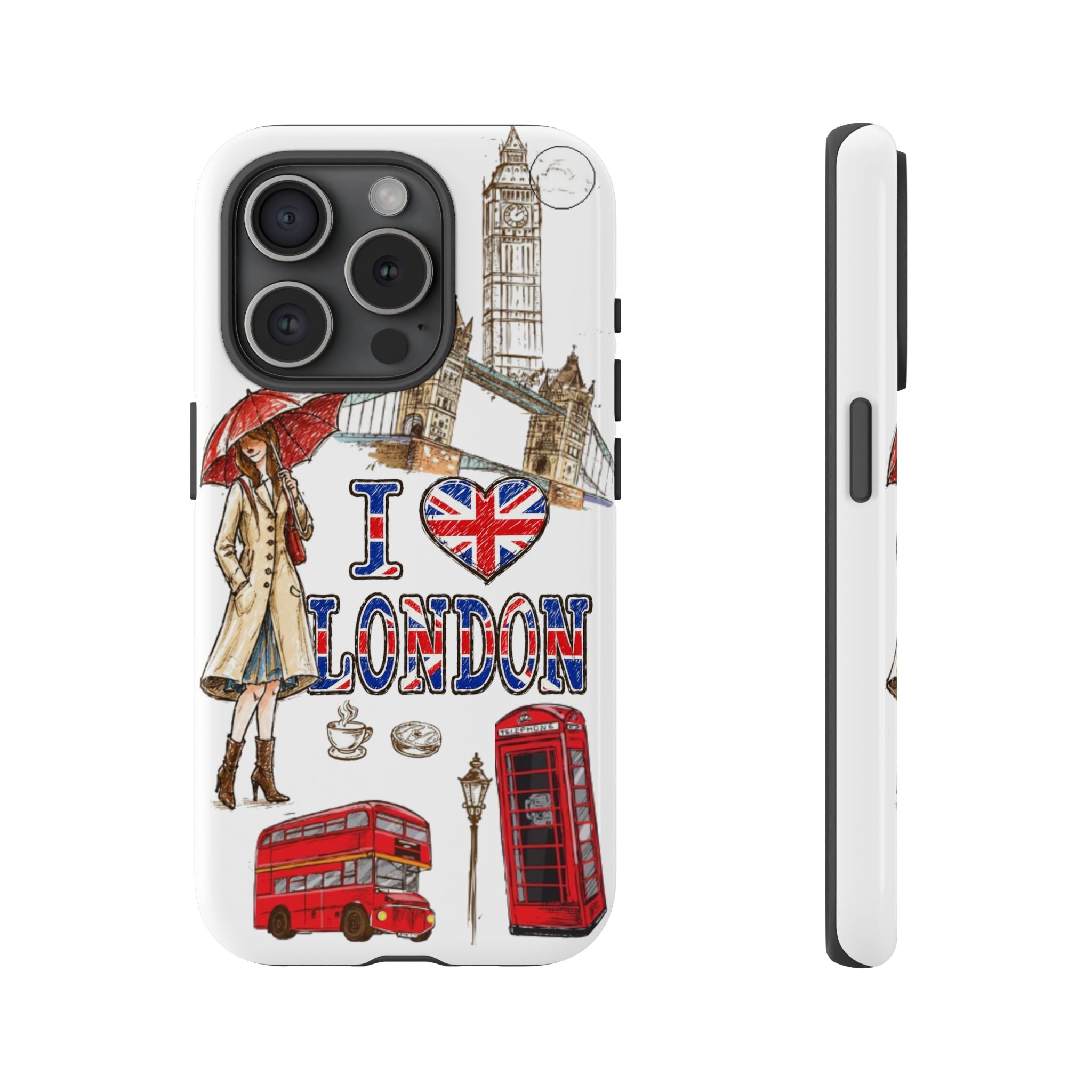 I Love London Illustrated Collage phone case | Tough Case