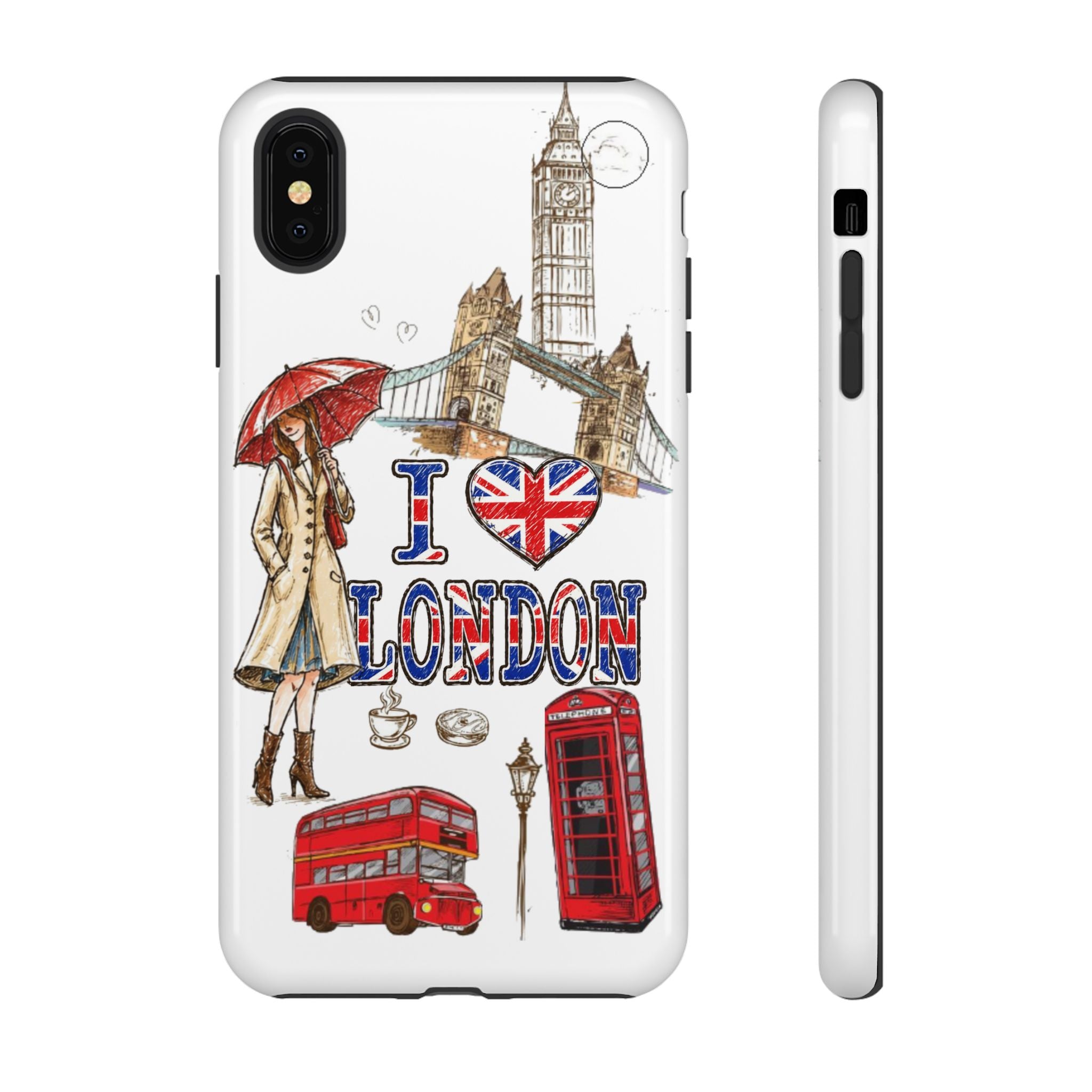 I Love London Illustrated Collage phone case | Tough Case
