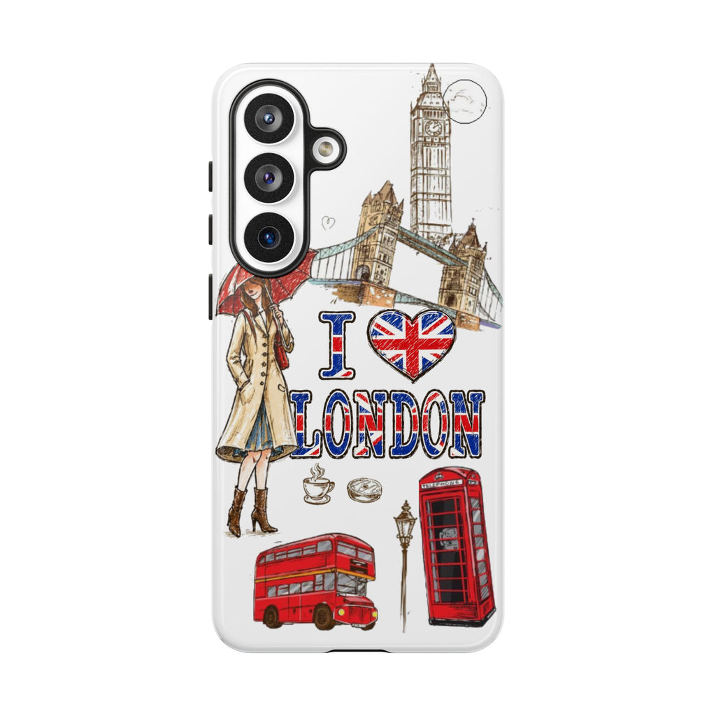I Love London Illustrated Collage phone case | Tough Case