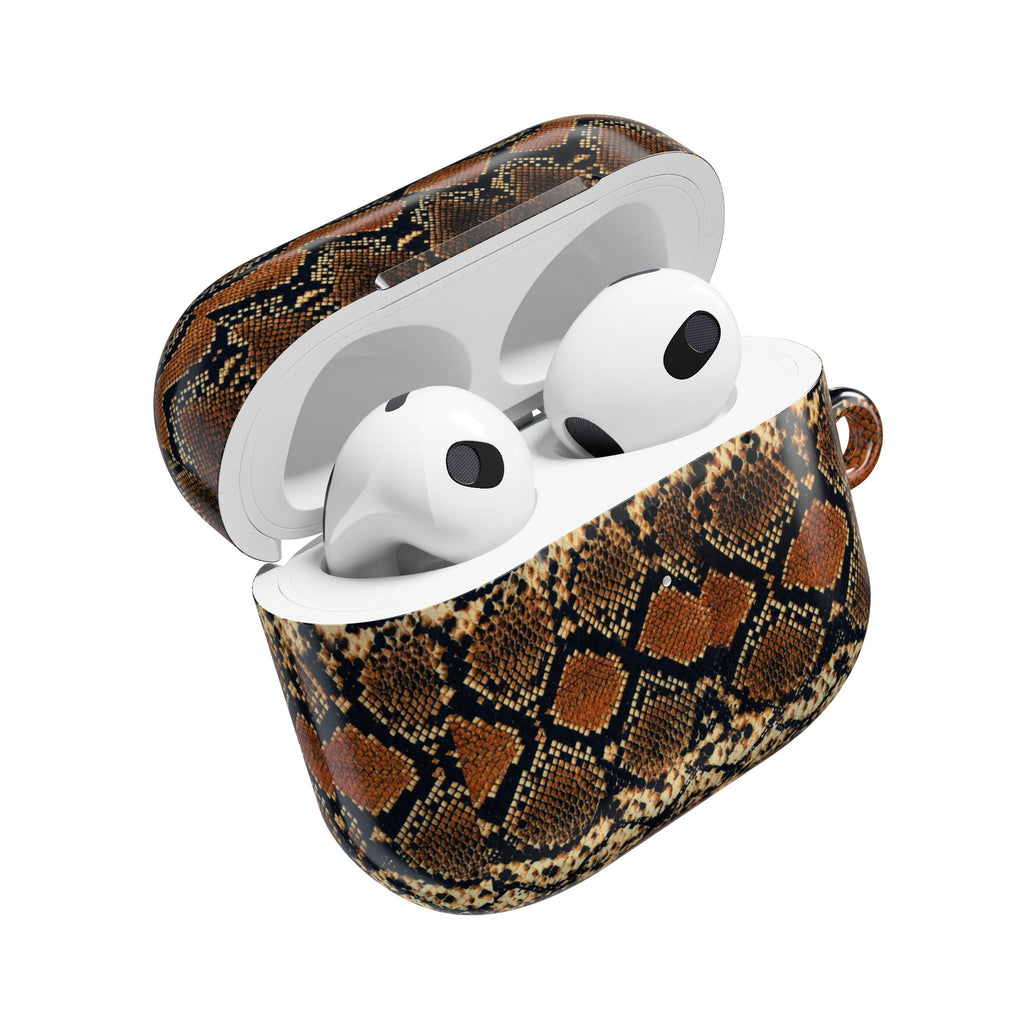 Snake Print AirPod Case — Brown Python Pattern Protective Cover