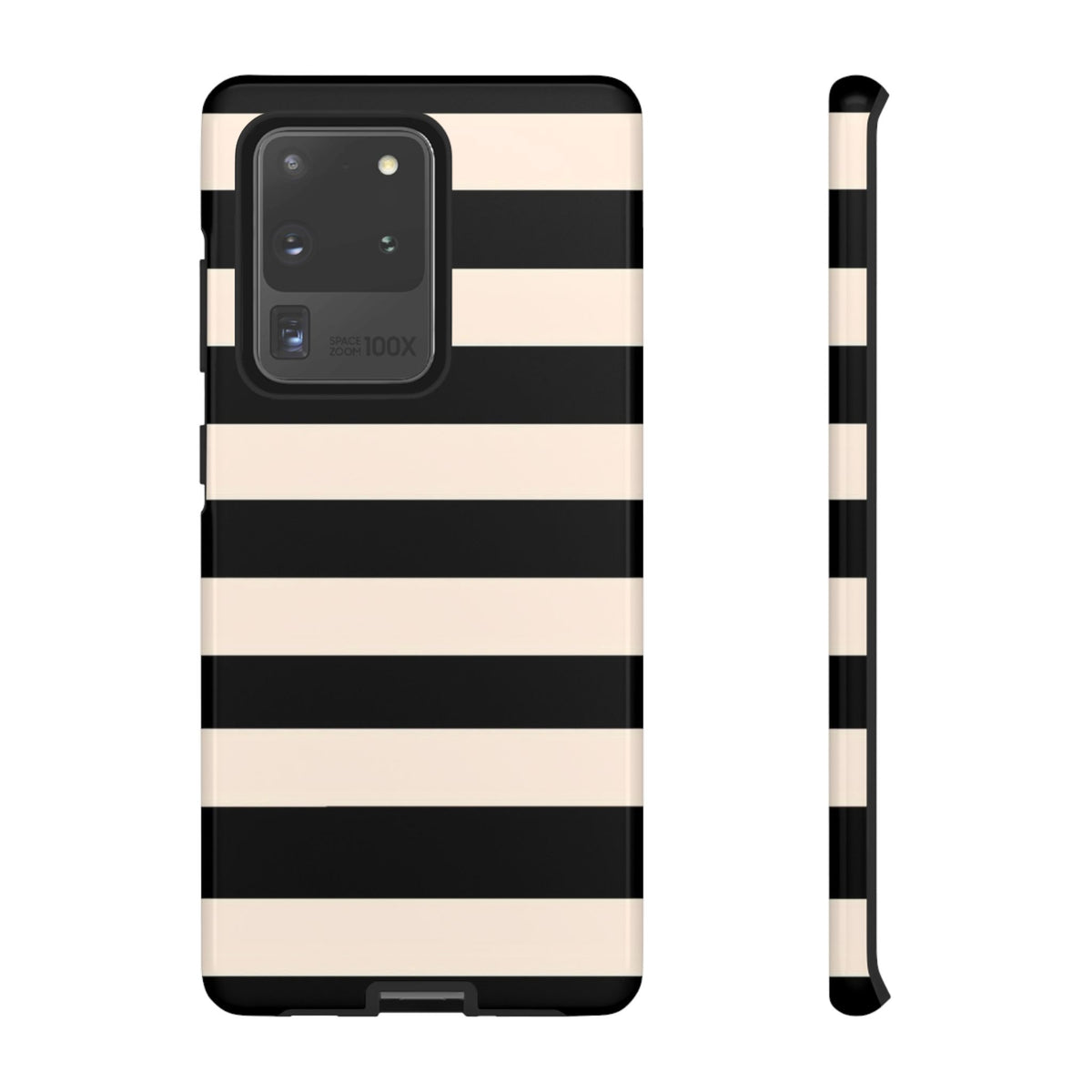Black & Cream Striped - Tough Phone Case