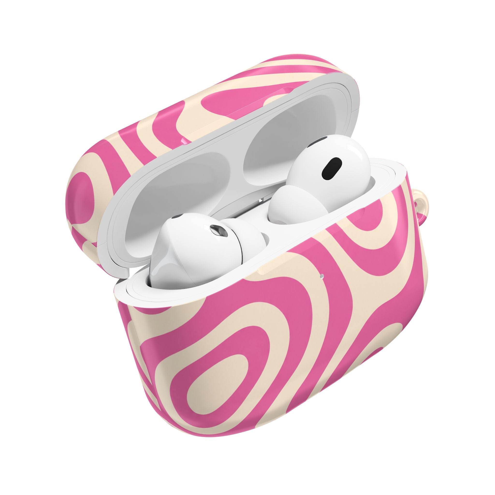 Pink Retro Swirl AirPod Case — Funky 70s Vibe Protective Cover
