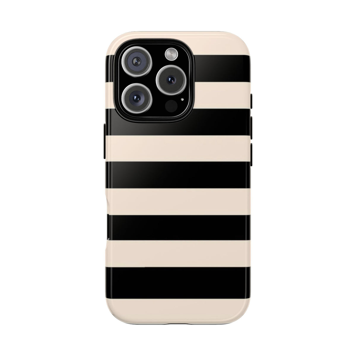 Black & Cream Striped - Tough Phone Case