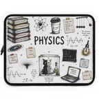 Physics Doodle Laptop Sleeve — Cute Science Notes & Cat Illustration