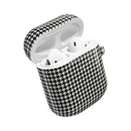 Houndstooth AirPod Case — Black & White Retro Pattern Protective Cover