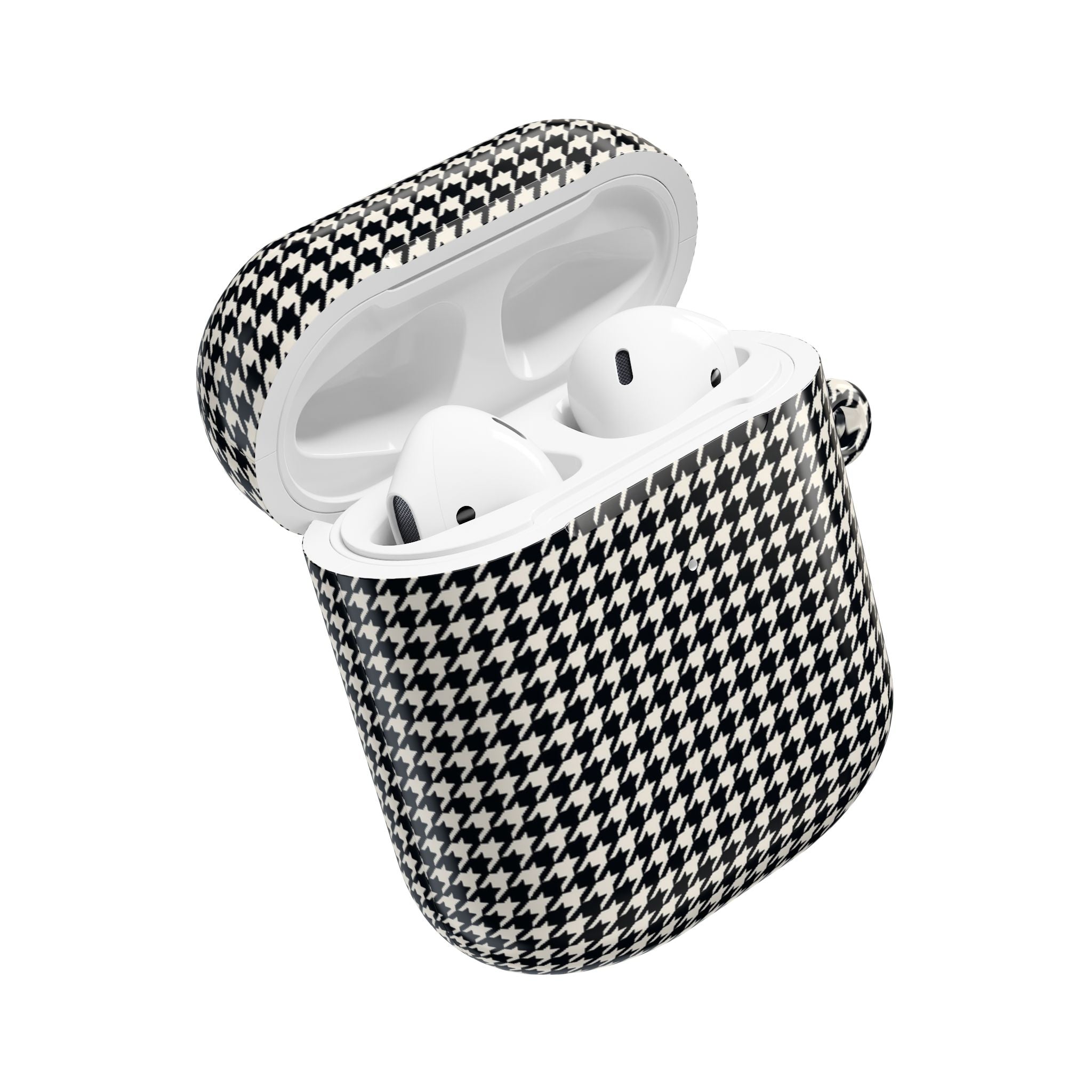 Houndstooth AirPod Case — Black & White Retro Pattern Protective Cover