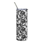 20oz Stainless Tumbler — Black Lace Floral Skinny Travel Cup