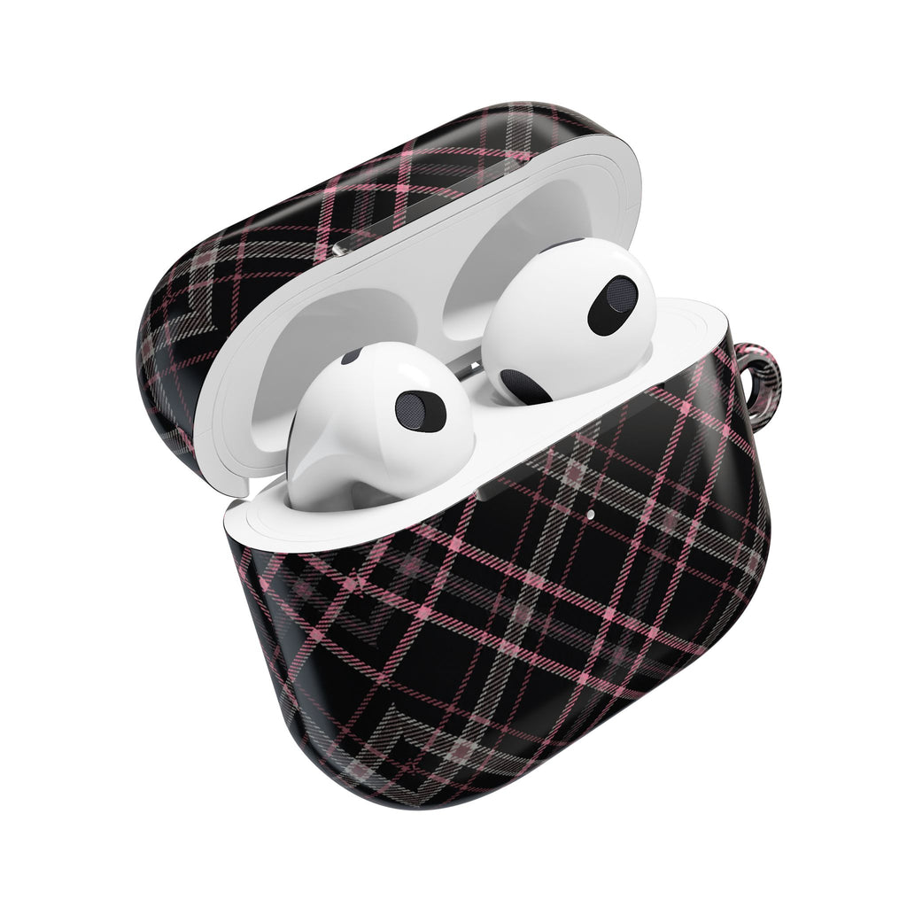 Plaid Pink & Black AirPod Case — Stylish Protective Charging Case