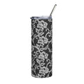 20oz Stainless Tumbler — Black Lace Floral Skinny Travel Cup