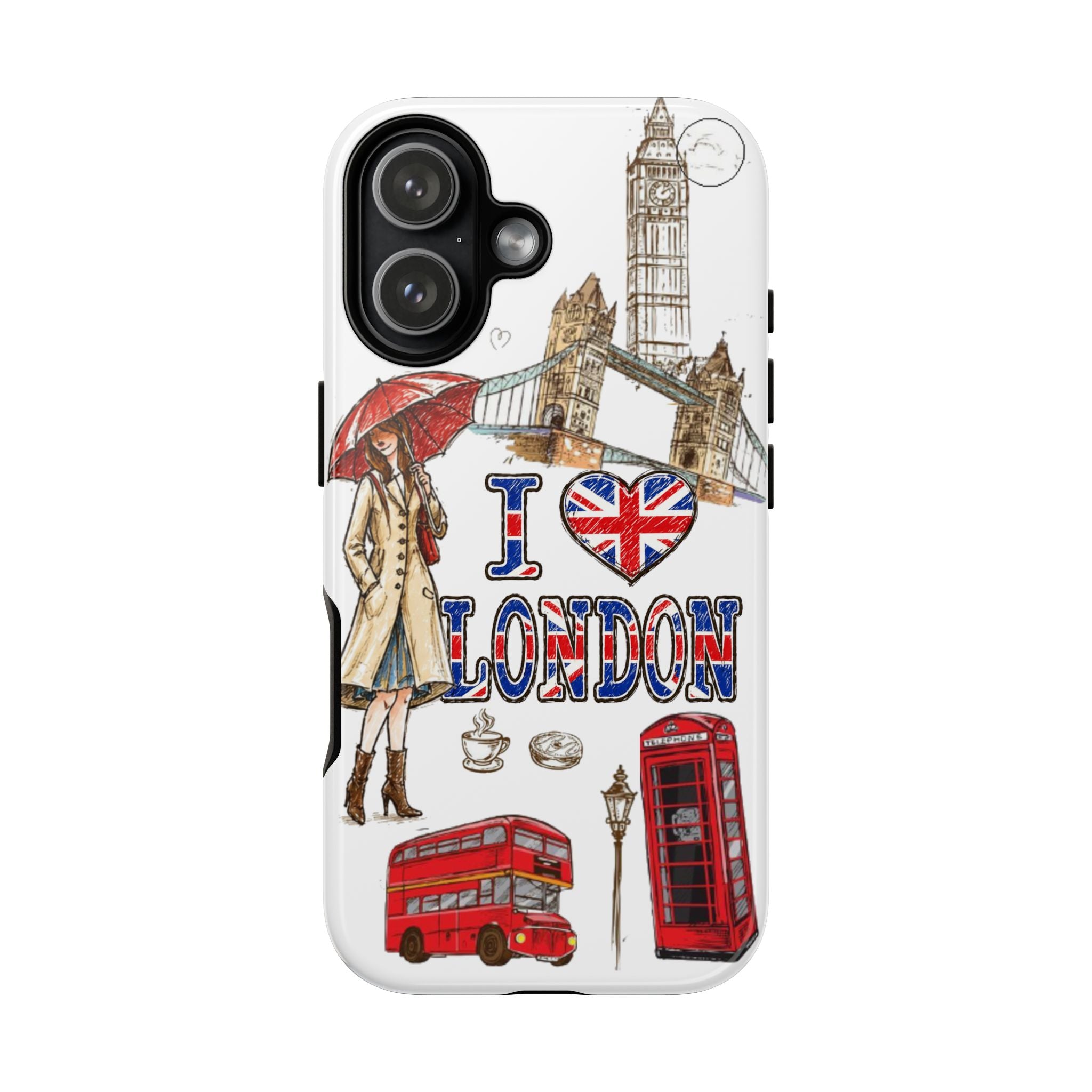 I Love London Illustrated Collage phone case | Tough Case