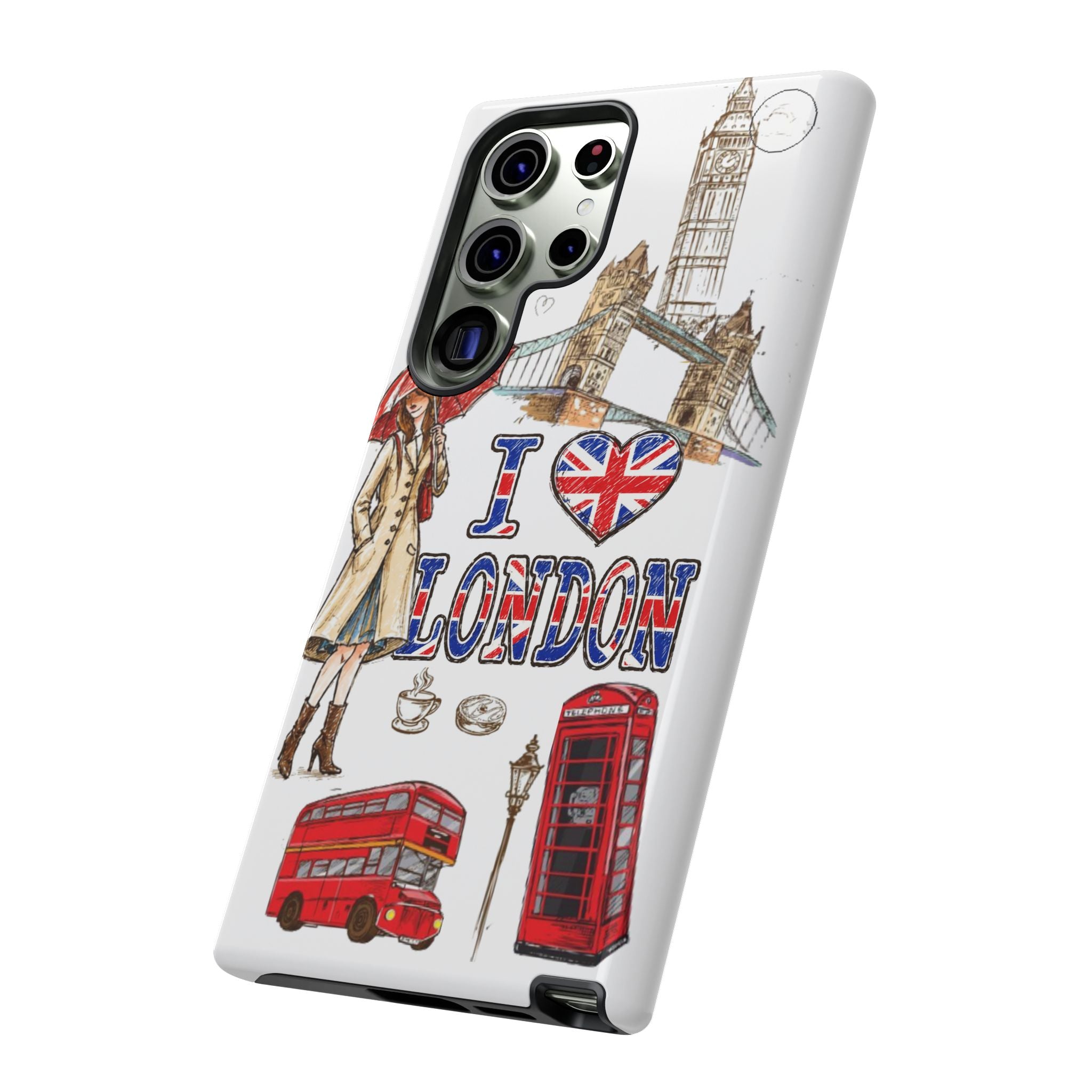 I Love London Illustrated Collage phone case | Tough Case