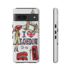 I Love London Illustrated Collage phone case | Tough Case