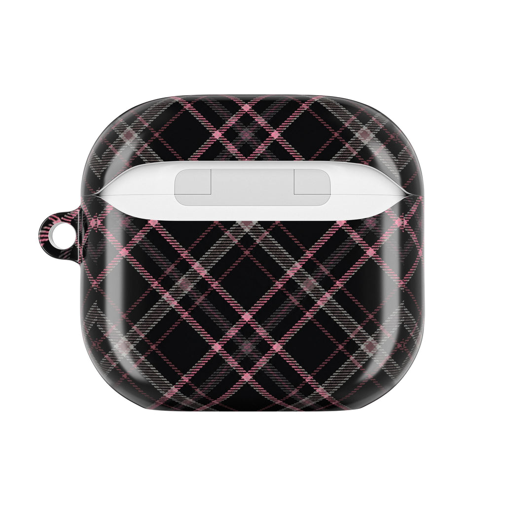 Plaid Pink & Black AirPod Case — Stylish Protective Charging Case