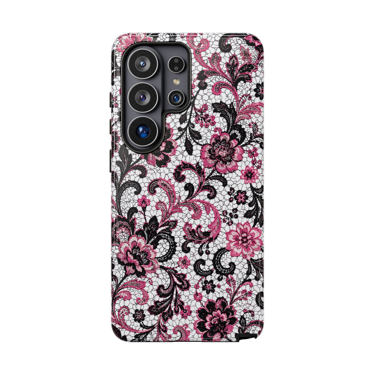 Floral Lace Pink & Black - Phone Case