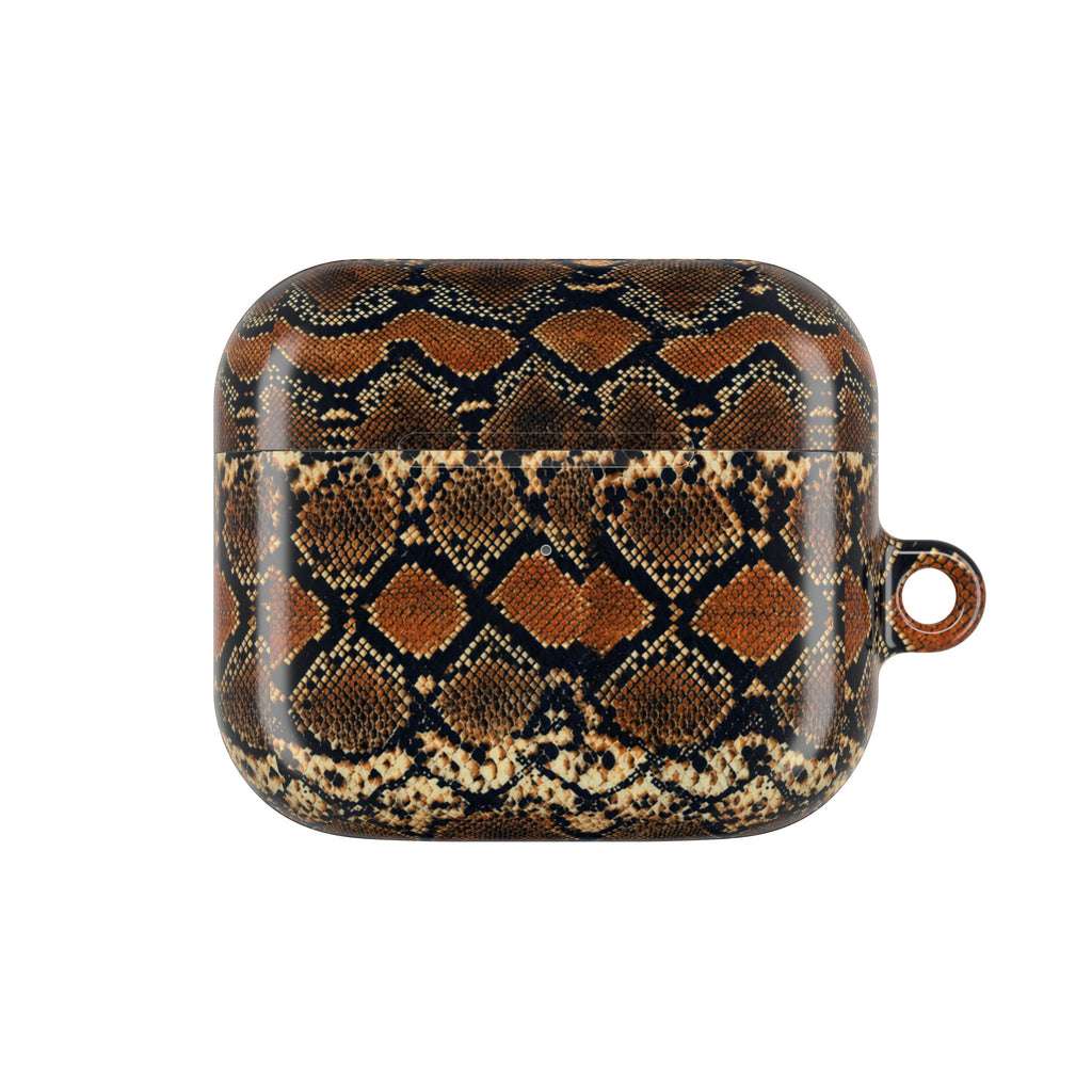 Snake Print AirPod Case — Brown Python Pattern Protective Cover