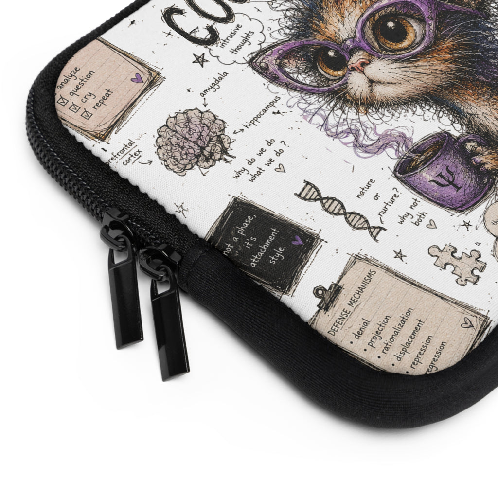 Cognitive Cat Laptop Sleeve — Cute Psychology-Themed Protective Case