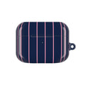 Striped Navy & Pink AirPod Case — Slim Protective Cover with Keyring Loop