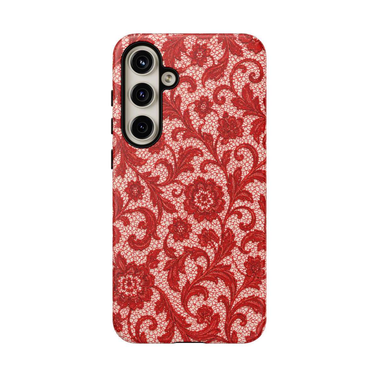 Red Floral Lace - Phone Case