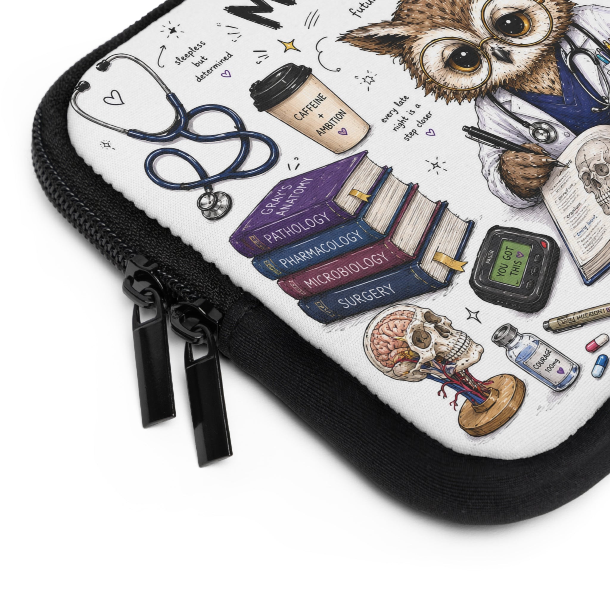 Water-resistant Laptop Sleeve | Med School Owl — Gift For Medical Students