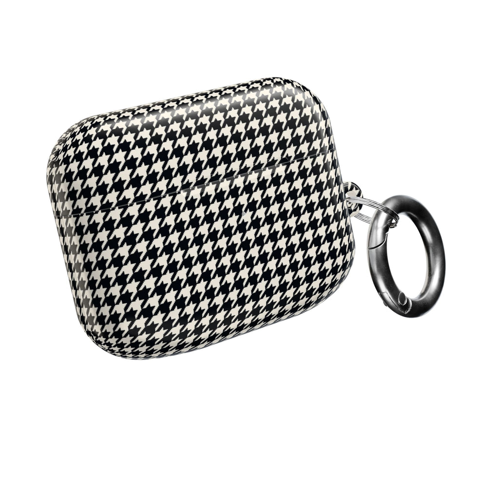 Houndstooth AirPod Case — Black & White Retro Pattern Protective Cover
