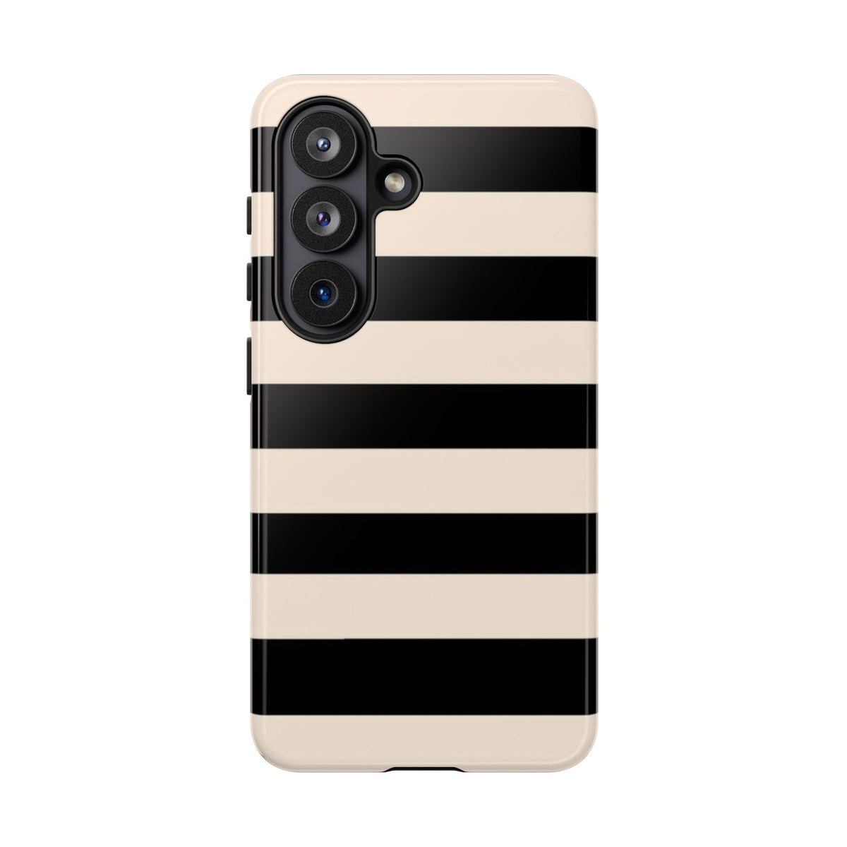 Black & Cream Striped - Tough Phone Case