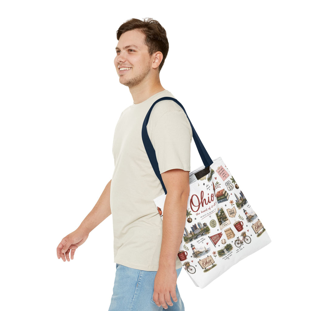 Ohio Illustrated Tote Bag — All-Over-Print Travel & Gift Tote