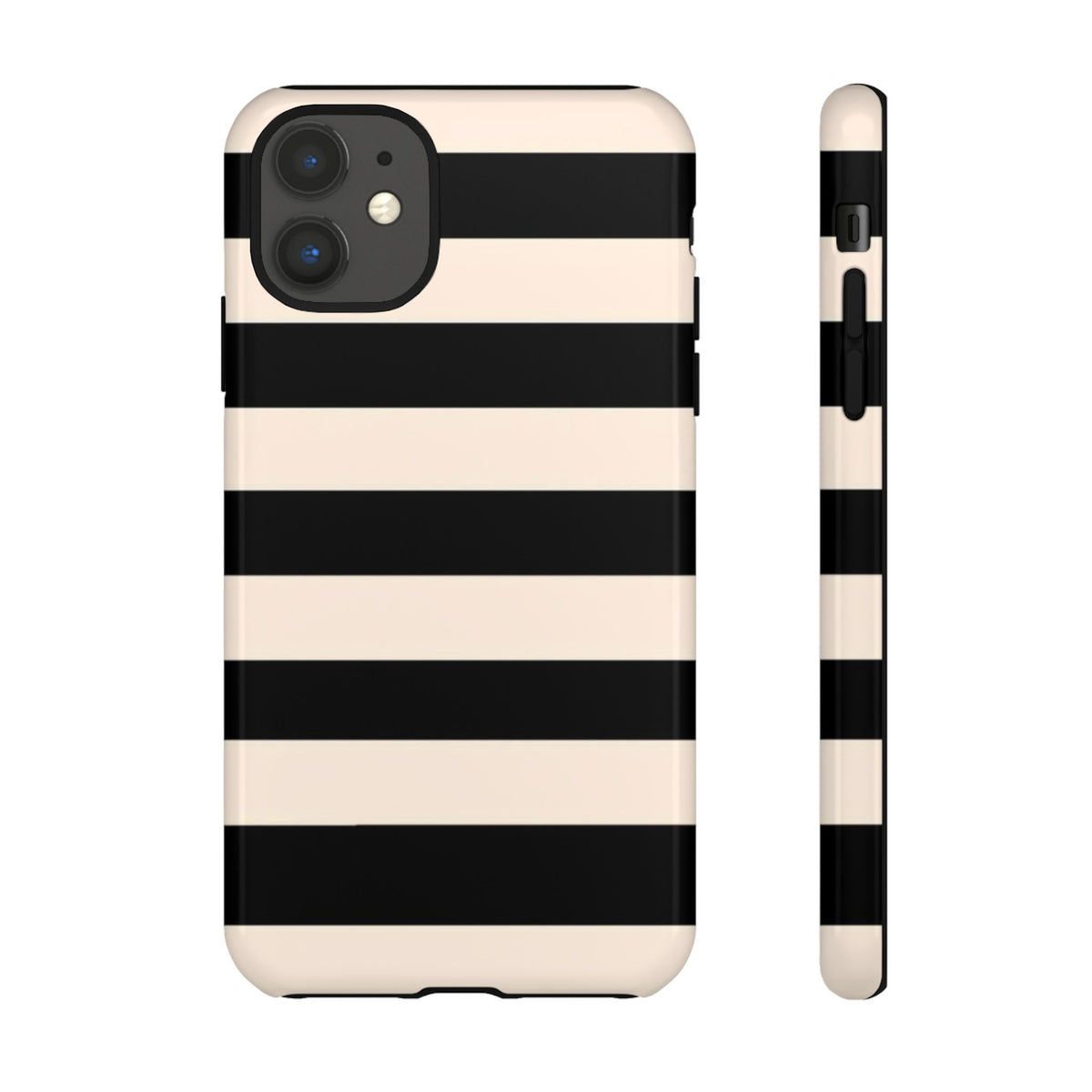 Black & Cream Striped - Tough Phone Case