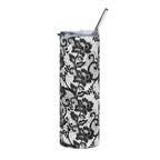 20oz Stainless Tumbler — Black Lace Floral Skinny Travel Cup