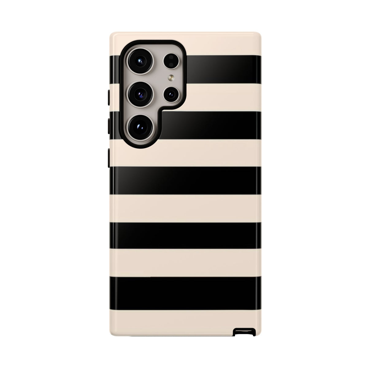 Black & Cream Striped - Tough Phone Case