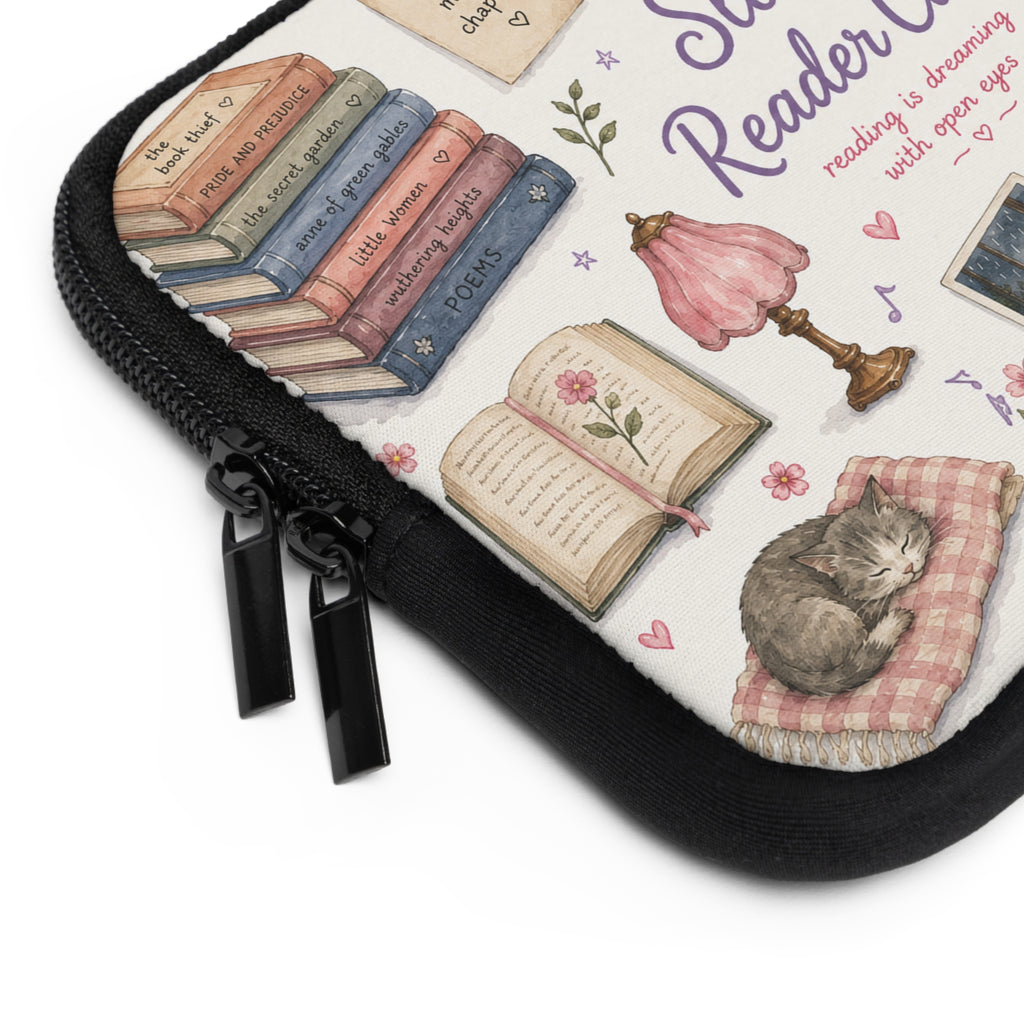 Slow Reader Club Laptop Sleeve — Cozy Bookish Book Lover Sleeve
