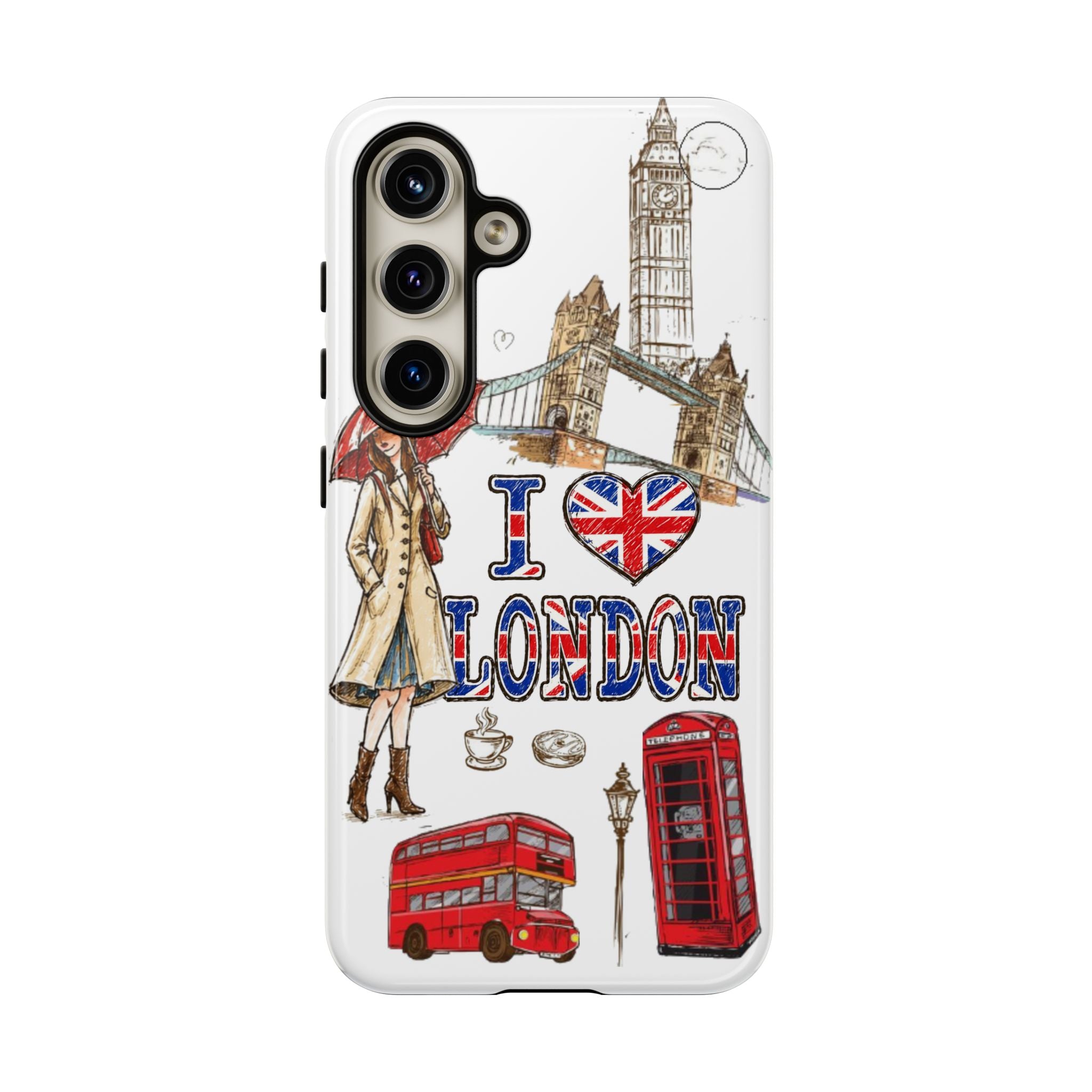 I Love London Illustrated Collage phone case | Tough Case