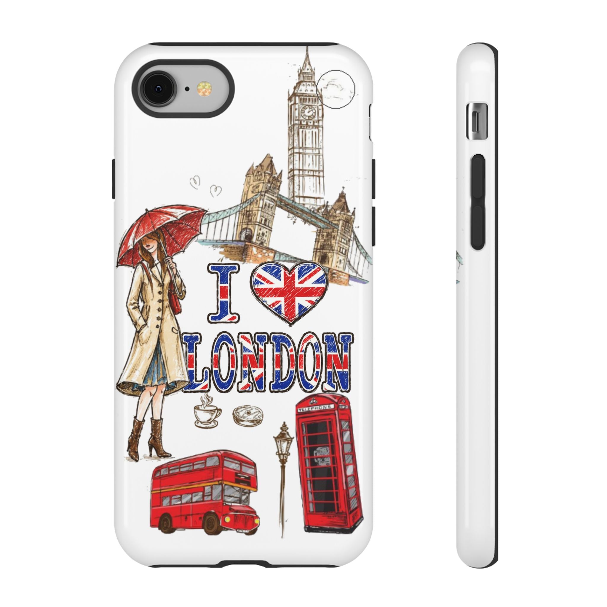 I Love London Illustrated Collage phone case | Tough Case