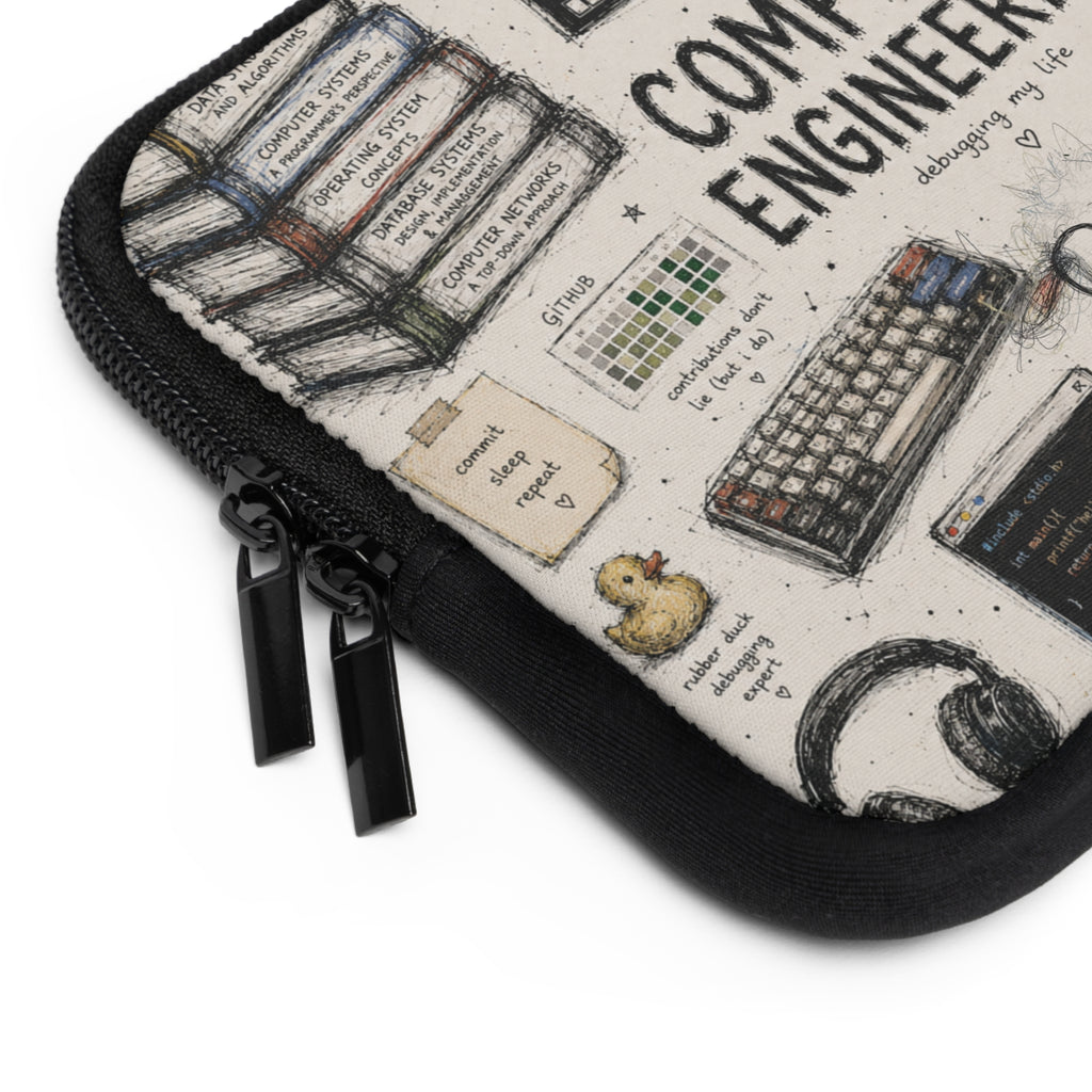 Computer Engineering Laptop Sleeve — Cute Tech Doodle Design