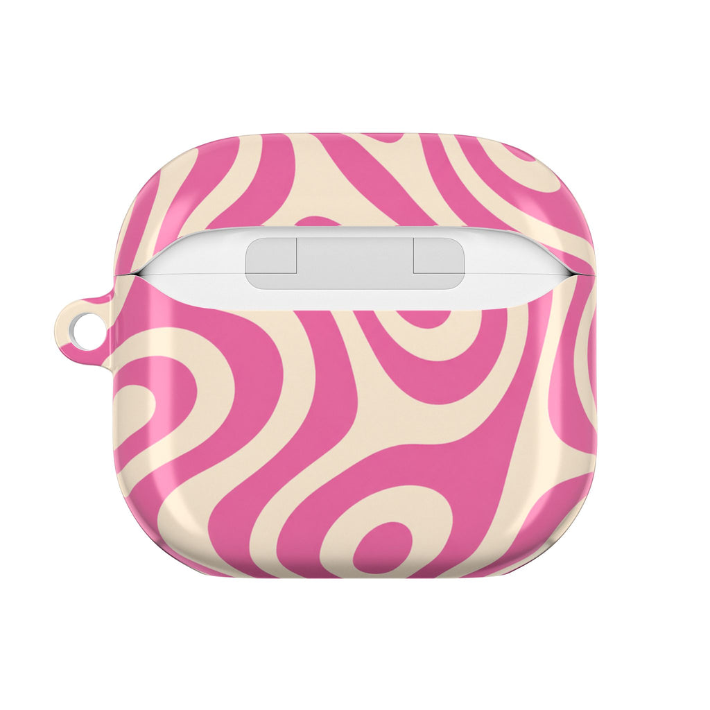Pink Retro Swirl AirPod Case — Funky 70s Vibe Protective Cover