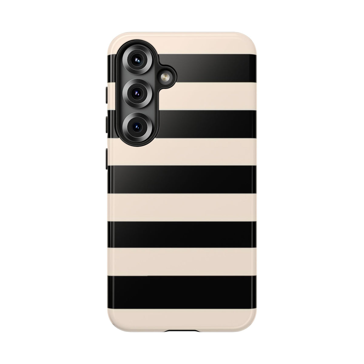Black & Cream Striped - Tough Phone Case